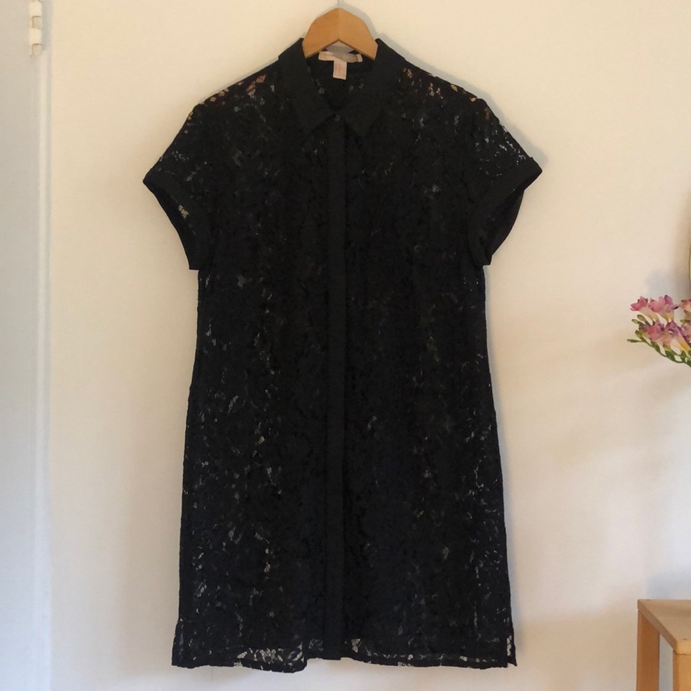Black lace collared dress (M)